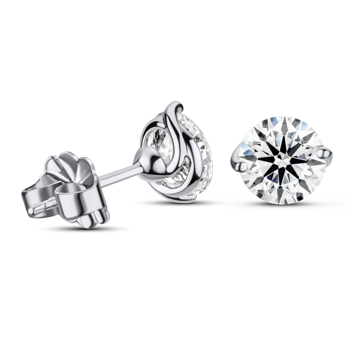 Fire & Ice 18K White Gold 2 Prong Stud Earrings with 2 Fire & Ice Diamonds Totaling .30cttw