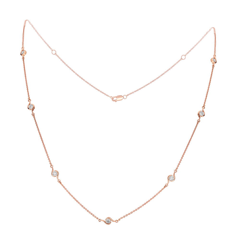 Fire & Ice 18Kt Yellow Gold 7-Stone Station Necklace