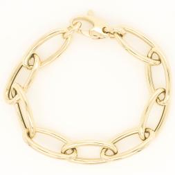 14Kt Yellow Gold 7" Semi-Solid Polished Oval Link Bracelet