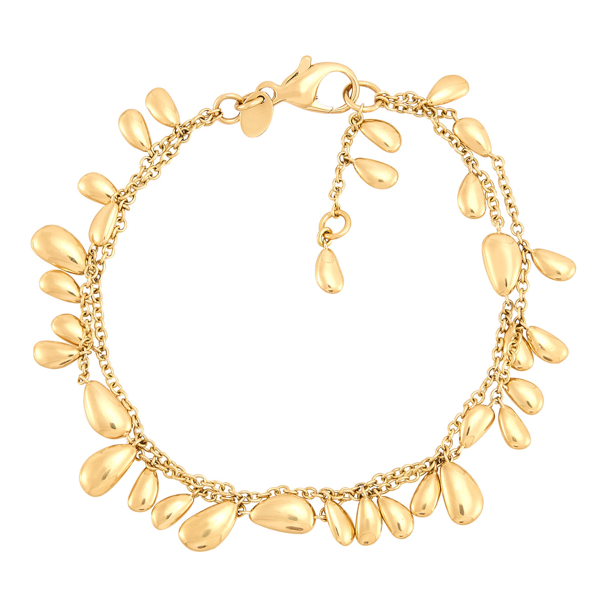 14Kt Yellow Gold 7.5" Chain Bracelet with Teardrops