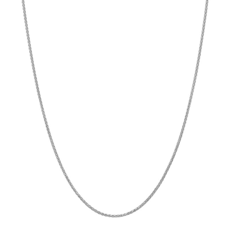 14kt White Gold Solid 1mm 18" Spiga Wheat Chain Necklace