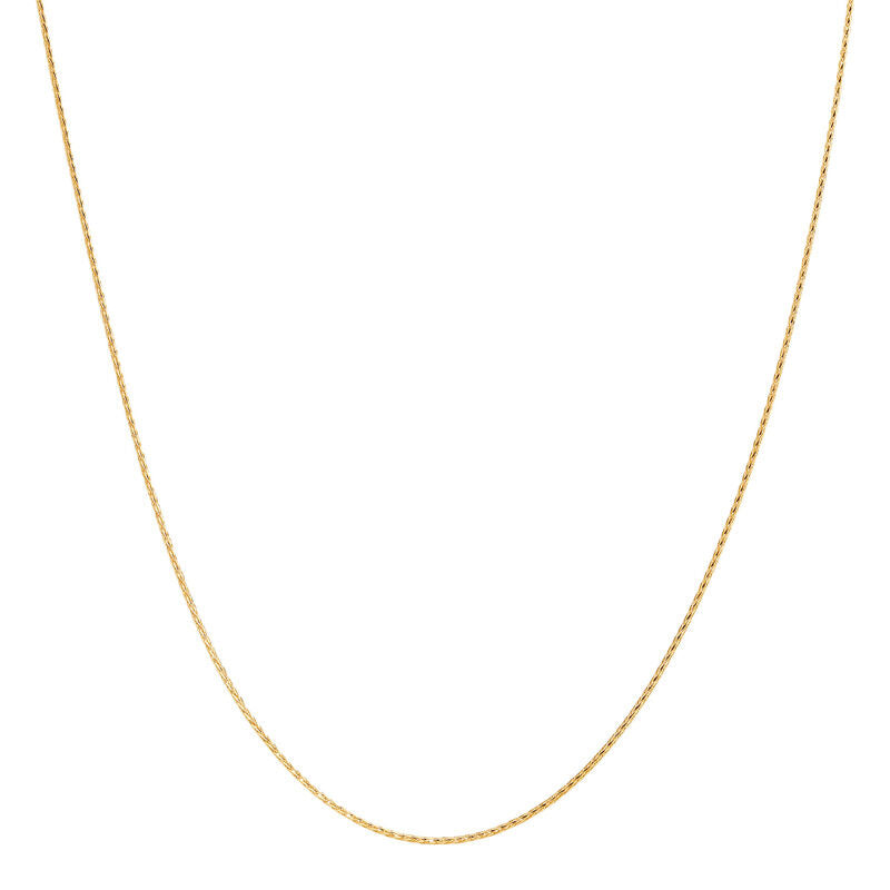 14Kt Yellow Gold 0.75mm 18" Solid Wheat Chain Necklace