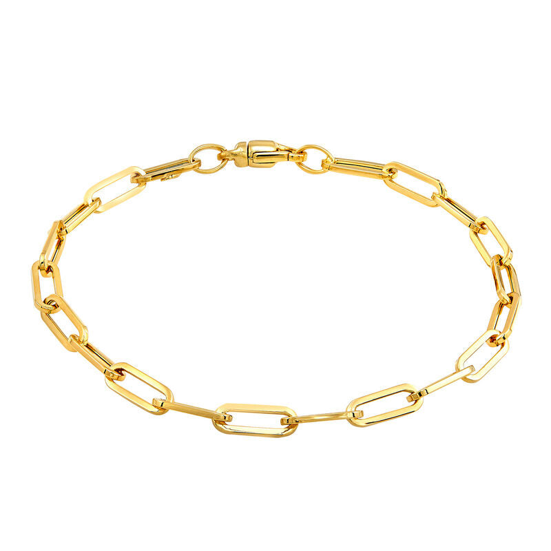 14kt Yellow Gold 10.7mm Semi-Solid Paperclip Bracelet