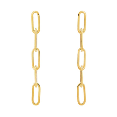 14Kt Yellow Gold Paperclip Link Dangle Earrings