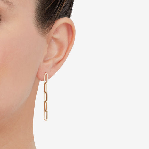 14Kt Yellow Gold Paperclip Link Dangle Earrings