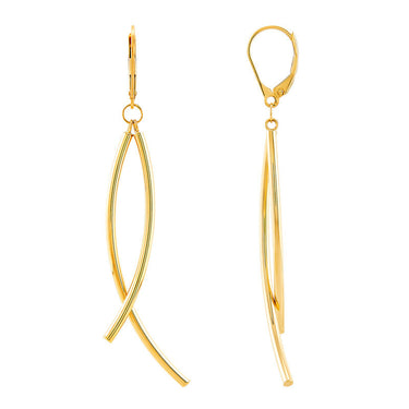 14kt Yellow Gold Curved Bypass Stick Earrings