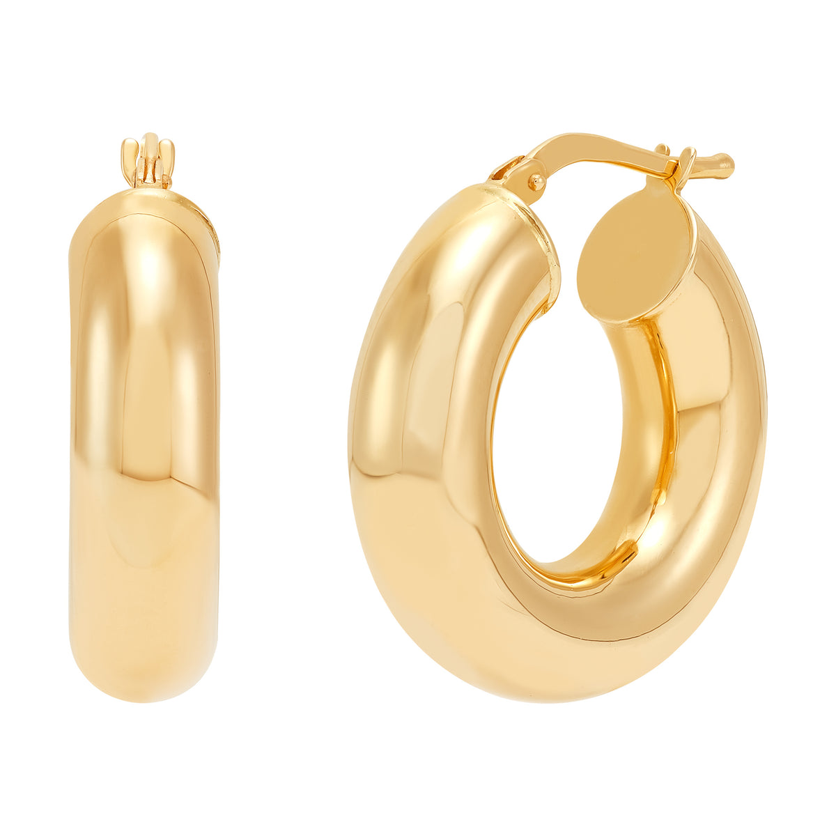 14Kt Yellow Gold 33x7mm Graduated Tube Hoop Earrings