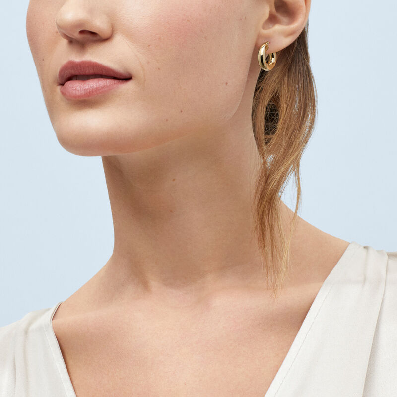 14Kt Yellow Gold 33x7mm Graduated Tube Hoop Earrings