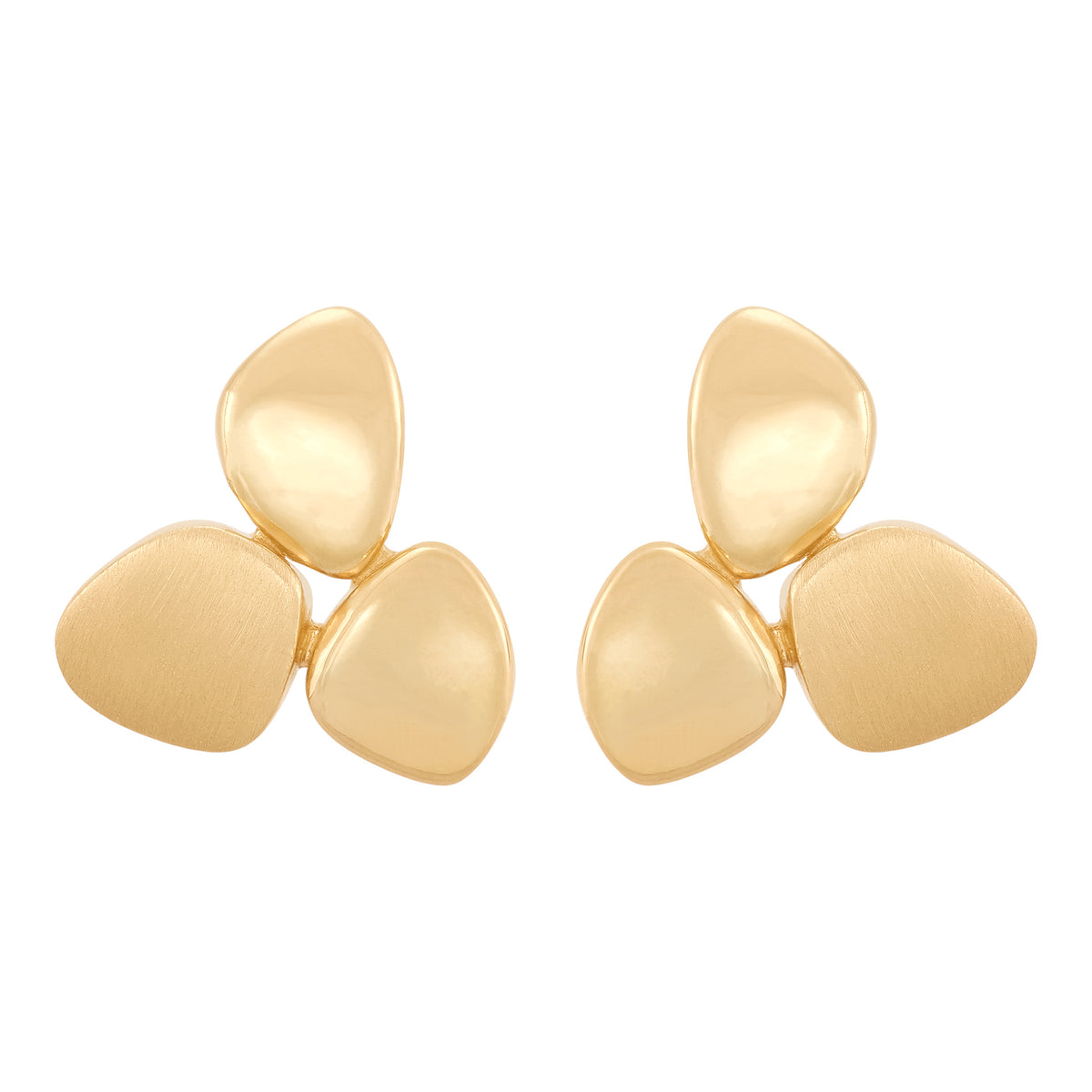 14Kt Yellow Gold Earrings with 3 Graduated Oval Discs