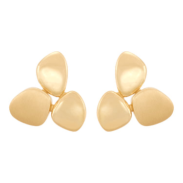 14Kt Yellow Gold Earrings with 3 Graduated Oval Discs