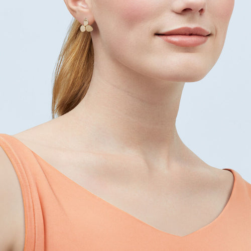 14Kt Yellow Gold Earrings with 3 Graduated Oval Discs