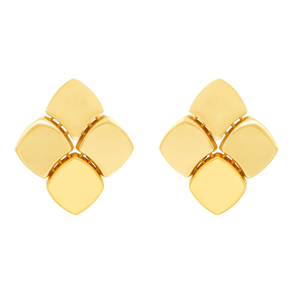 14Kt Yellow Gold Polished Square Station Earrings