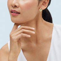 14Kt Yellow Gold Polished Square Station Earrings