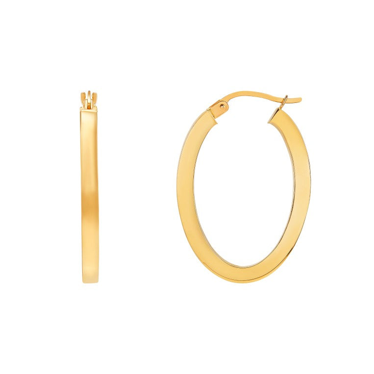 14Kt Yellow Gold Square Tube Hoop Earrings