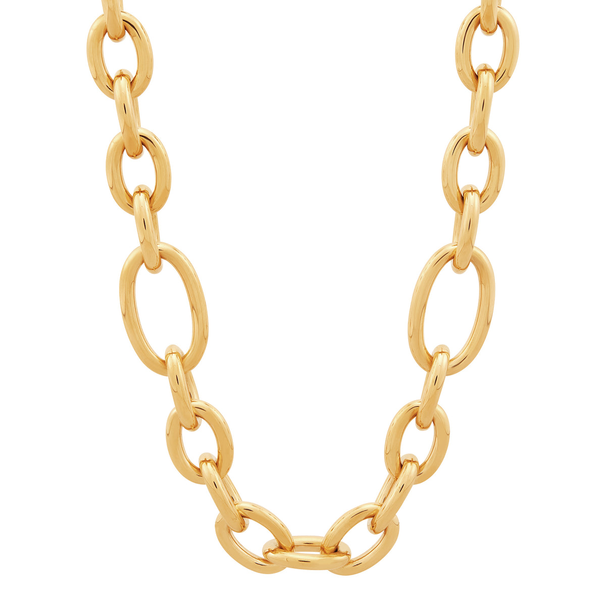 14Kt Yellow Gold 17" Polished Tube Link Necklace