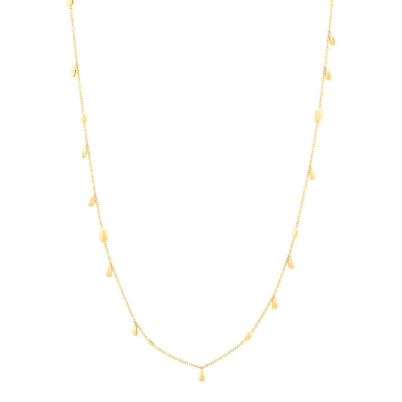 14Kt Yellow Italian Gold 35.5" Stationed Teardrop Necklace