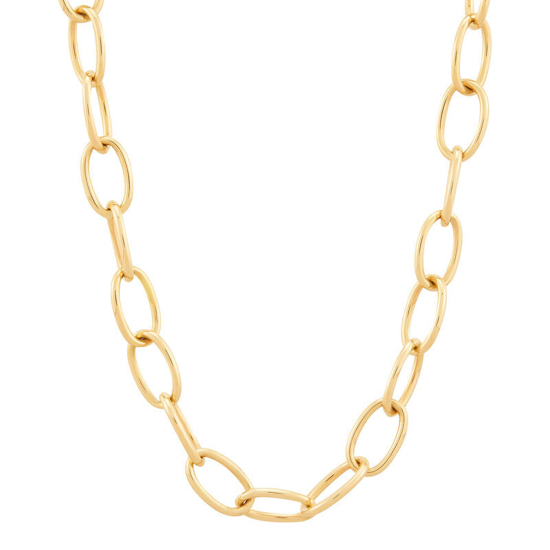 14Kt Yellow Gold Semi-Solid Large Oval Link Chain Necklace