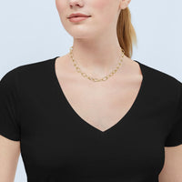 14Kt Yellow Gold Semi-Solid Large Oval Link Chain Necklace