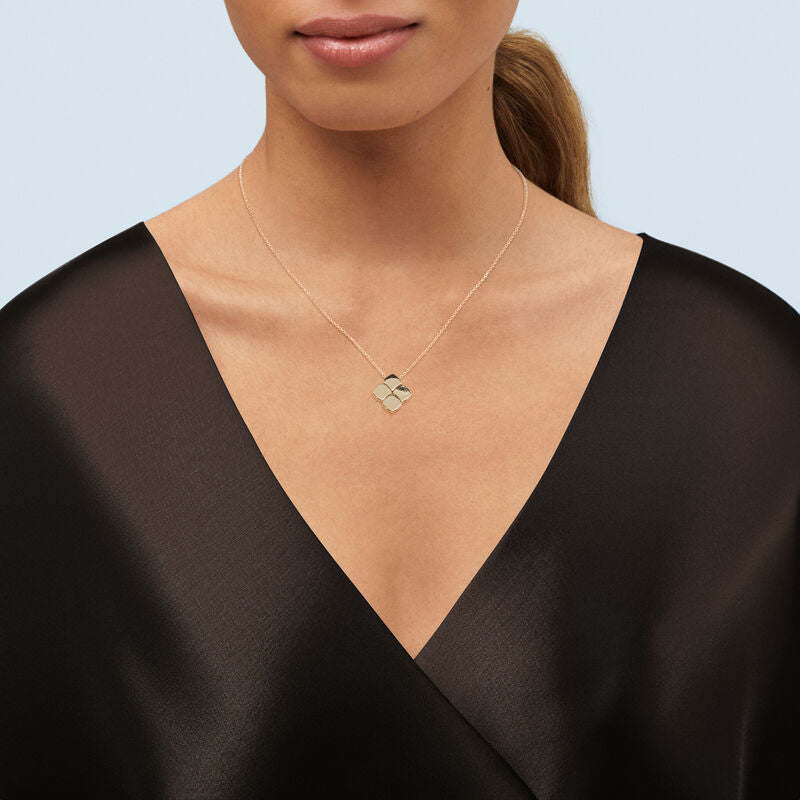 14Kt Yellow Gold Solid Satin Finish Square Pendant