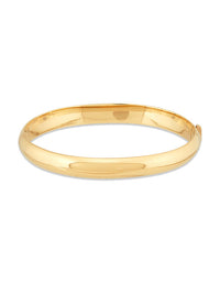 14Kt Yellow Gold 9mm Polished Oval Tube Hinge Bangle Bracelet