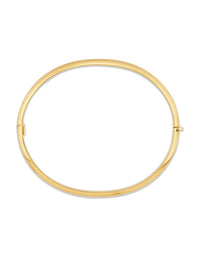 14Kt Yellow Gold 9mm Polished Oval Tube Hinge Bangle Bracelet
