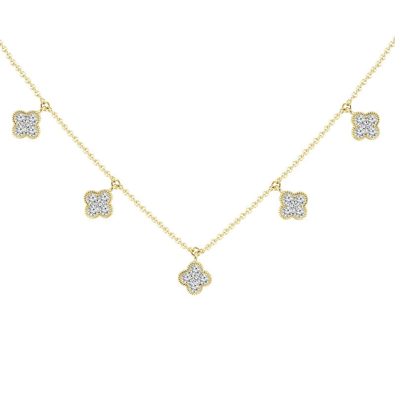 14Kt Yellow Gold Granada Clover Station Necklace