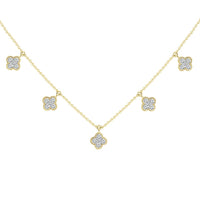 14Kt Yellow Gold Granada Clover Station Necklace