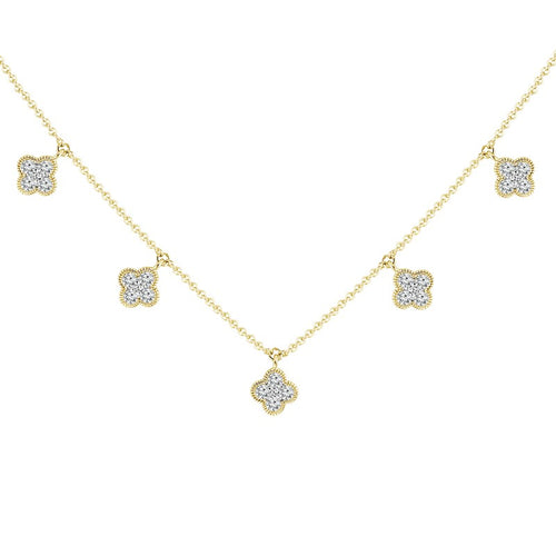 18" 14Kt Yellow Gold Granada Clover Station Necklace