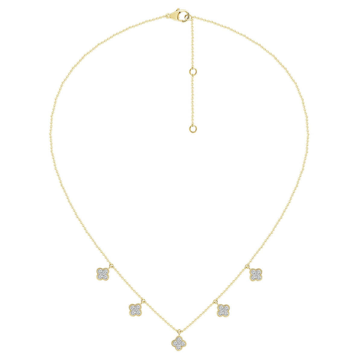 14Kt Yellow Gold Granada Clover Station Necklace