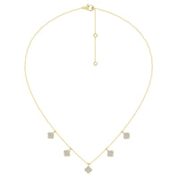 18" 14Kt Yellow Gold Granada Clover Station Necklace