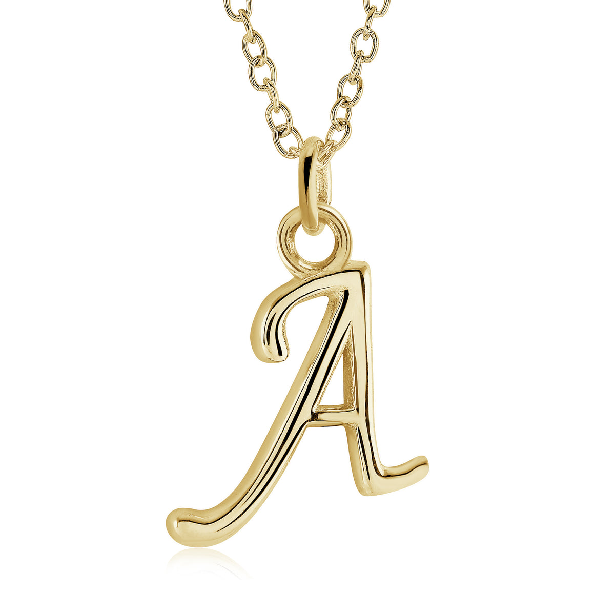 Veloria Gold Plated Stainless Steel Cursive Initial A Pendant