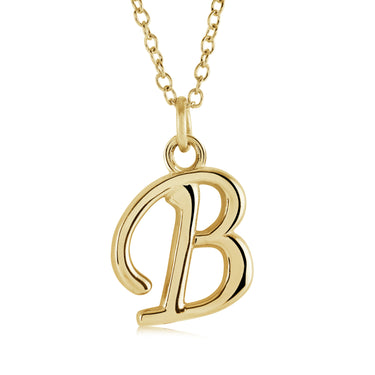 Veloria Gold Plated Stainless Steel Cursive Initial B Pendant