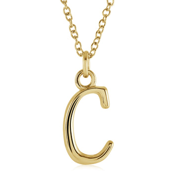 Veloria Gold Plated Stainless Steel Cursive Initial C Pendant