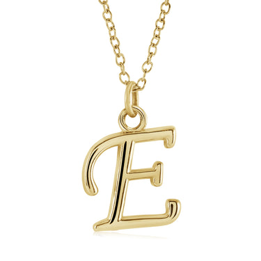 Veloria Gold Plated Stainless Steel Cursive Initial E Pendant