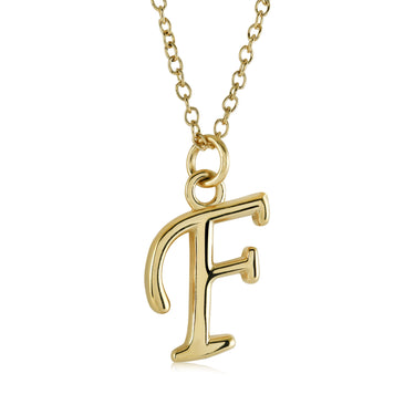 Veloria Gold Plated Stainless Steel Cursive Initial F Pendant