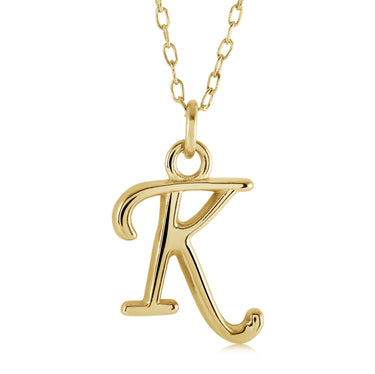 Veloria Gold Plated Stainless Steel Cursive Initial K Pendant