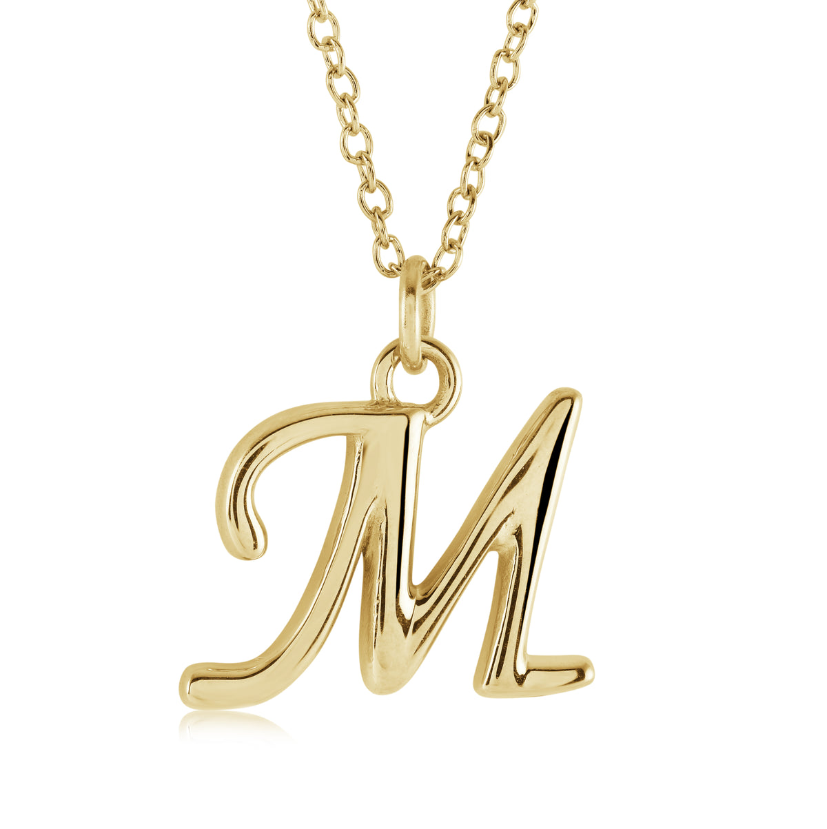 Veloria Gold Plated Stainless Steel Cursive Initial M Pendant