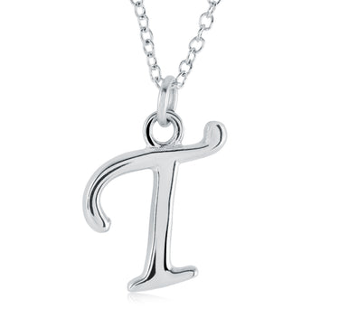 Veloria Stainless Steel Cursive Initial T Pendant
