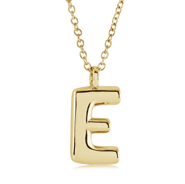 Veloria Gold Plated Stainless Steel Bubble Initial E Pendant