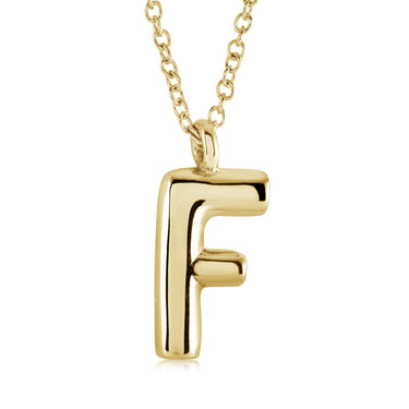 Veloria Gold Plated Stainless Steel Bubble Initial F Pendant