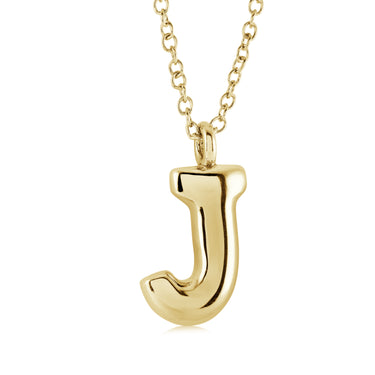 Veloria Gold Plated Stainless Steel Bubble Initial J Pendant