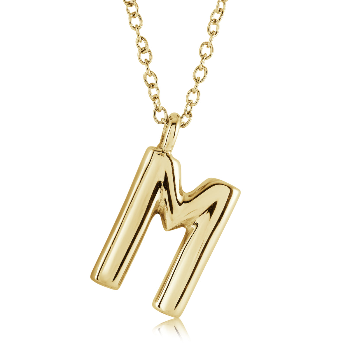 Veloria Gold Plated Stainless Steel Bubble Initial M Pendant