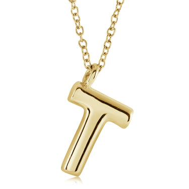 Veloria Gold Plated Stainless Steel Bubble Initial T Pendant