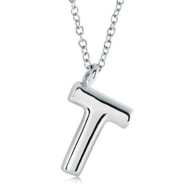 Veloria Stainless Steel Bubble Initial T Pendant