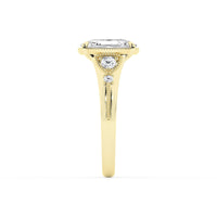 Lasker Big Rocks 14Kt Yellow Gold Vintage Collection Ring With 3.11ct Lab-Grown Elongated Cushion Center Diamond