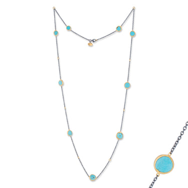 Lika Behar 24Kt Gold & Oxidized Sterling Silver Kingman Turquoise Necklace