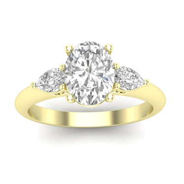 14Kt Yellow Gold Ring Mounting With .40cttw Pear-Shape Diamonds And Designer Profile