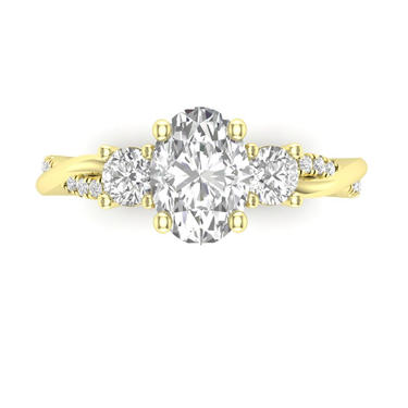 14kt Yellow Gold Twisted 3-Stone Diamond Ring