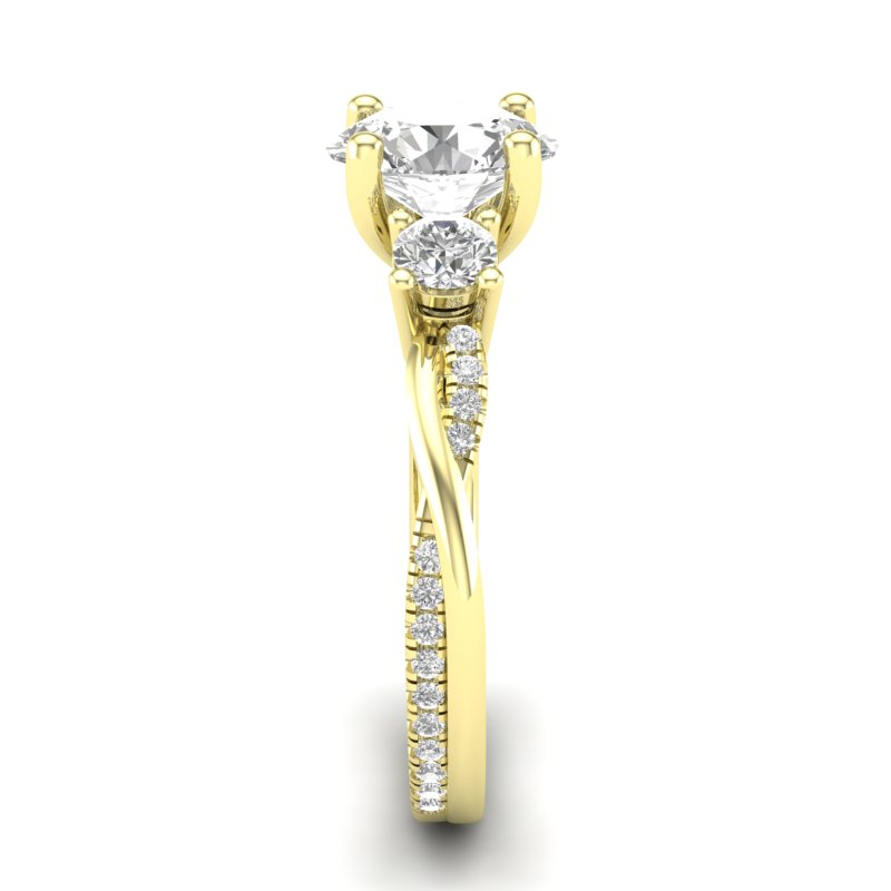 14kt Yellow Gold Twisted 3-Stone Diamond Ring