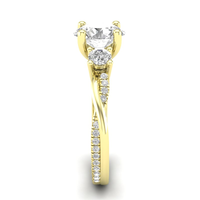 14kt Yellow Gold Twisted 3-Stone Diamond Ring